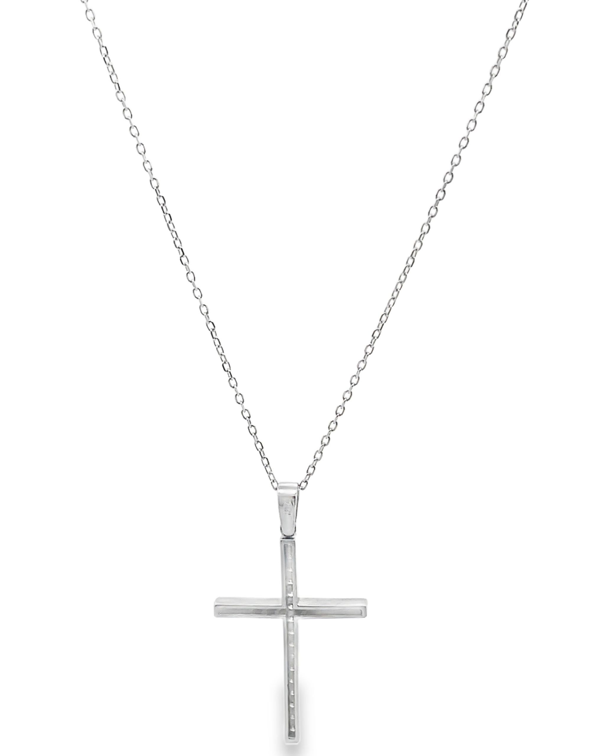 Contemporaneo Collana con ciondolo a forma di croce in oro bianco 14K con diamanti da 0,50 carati in vendita
