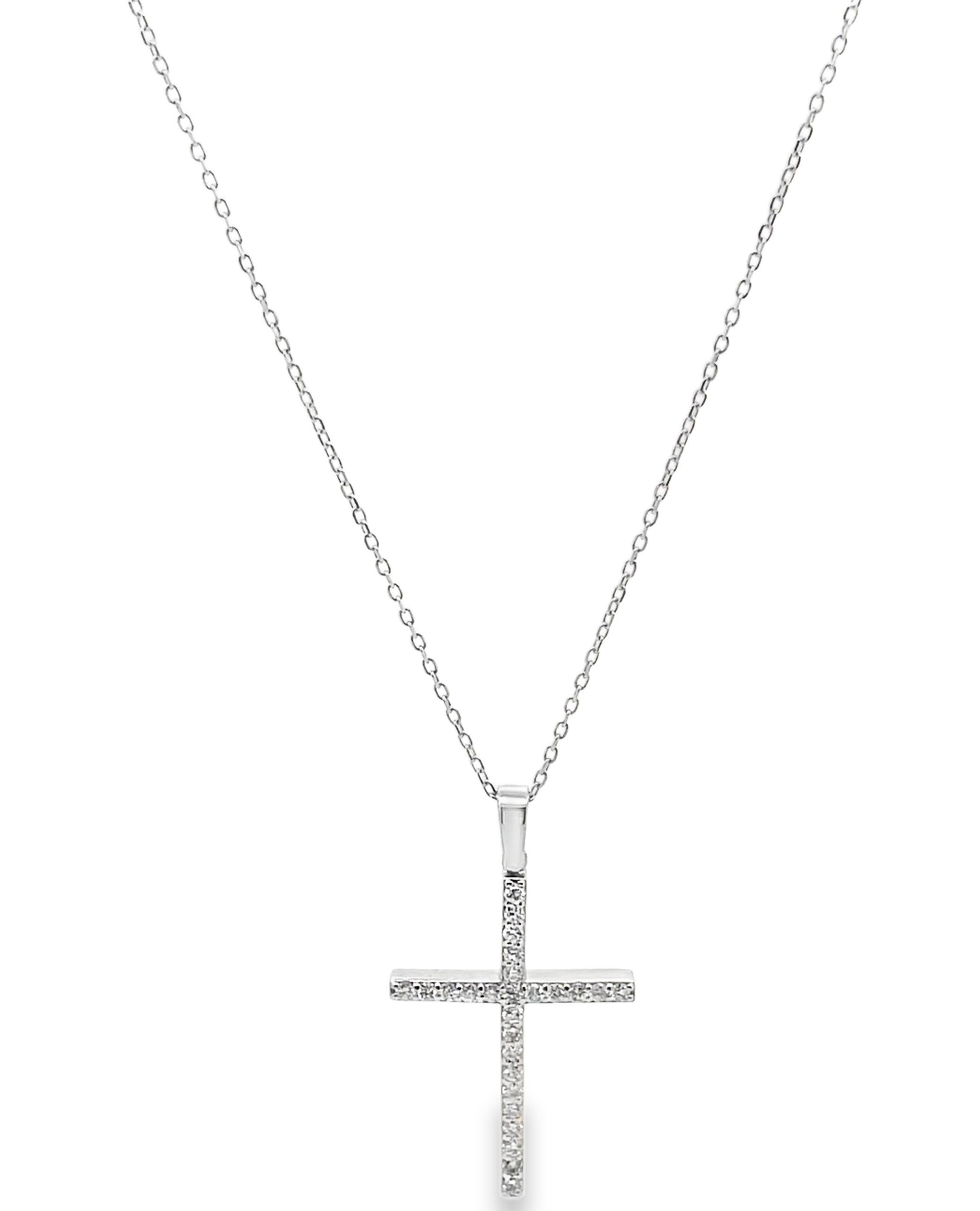 Collana con ciondolo a forma di croce in oro bianco 14K con diamanti da 0,50 carati in vendita 1