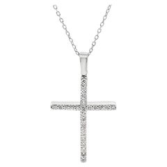 Collar Colgante Cruz de Oro Blanco 14K con Diamantes 0,50 Quilates