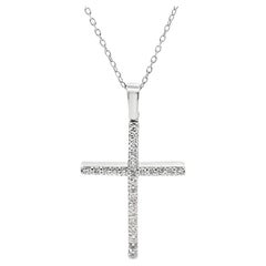 14K Weißgold Kreuz-Anhänger Halskette mit Diamanten 0,50 Karat