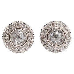 14K Weißgold Crown of Light Cut Diamant-Halo-Ohrstecker mit Schraubverschluss