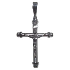 Pendentif Crucifix en or blanc 14K #25090
