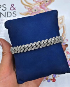14k White Gold Cuban Link Diamond Bracelet