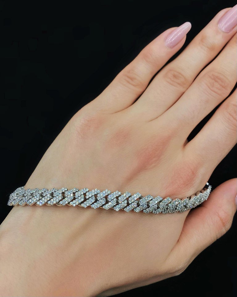 12mm White Gold Diamond Cuban Link Bracelet