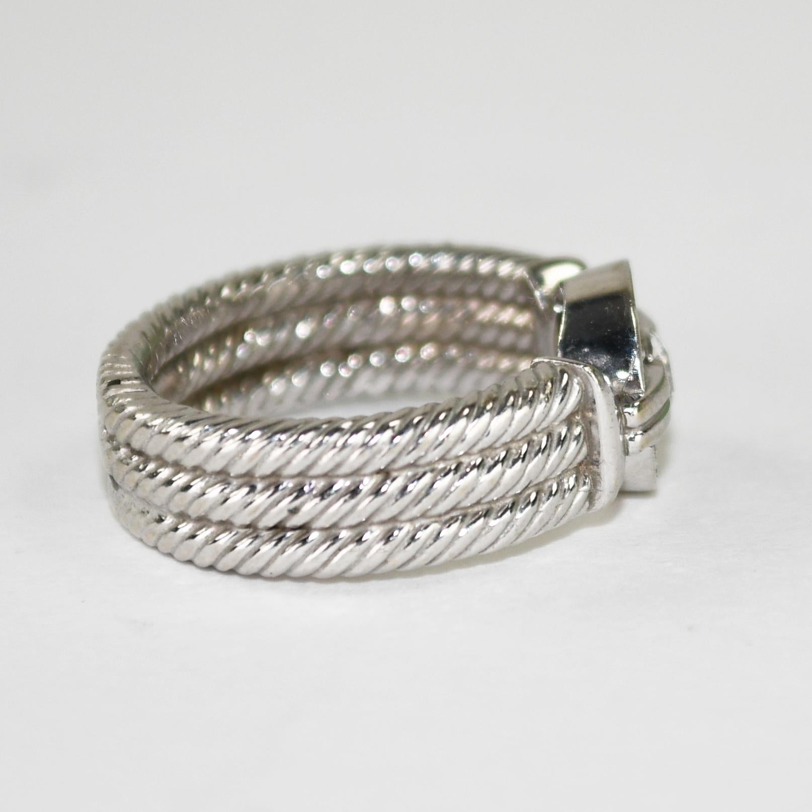 14K Weißgold Cubic Zirkonia & Diamant Ring 7.7g (Rundschliff) im Angebot