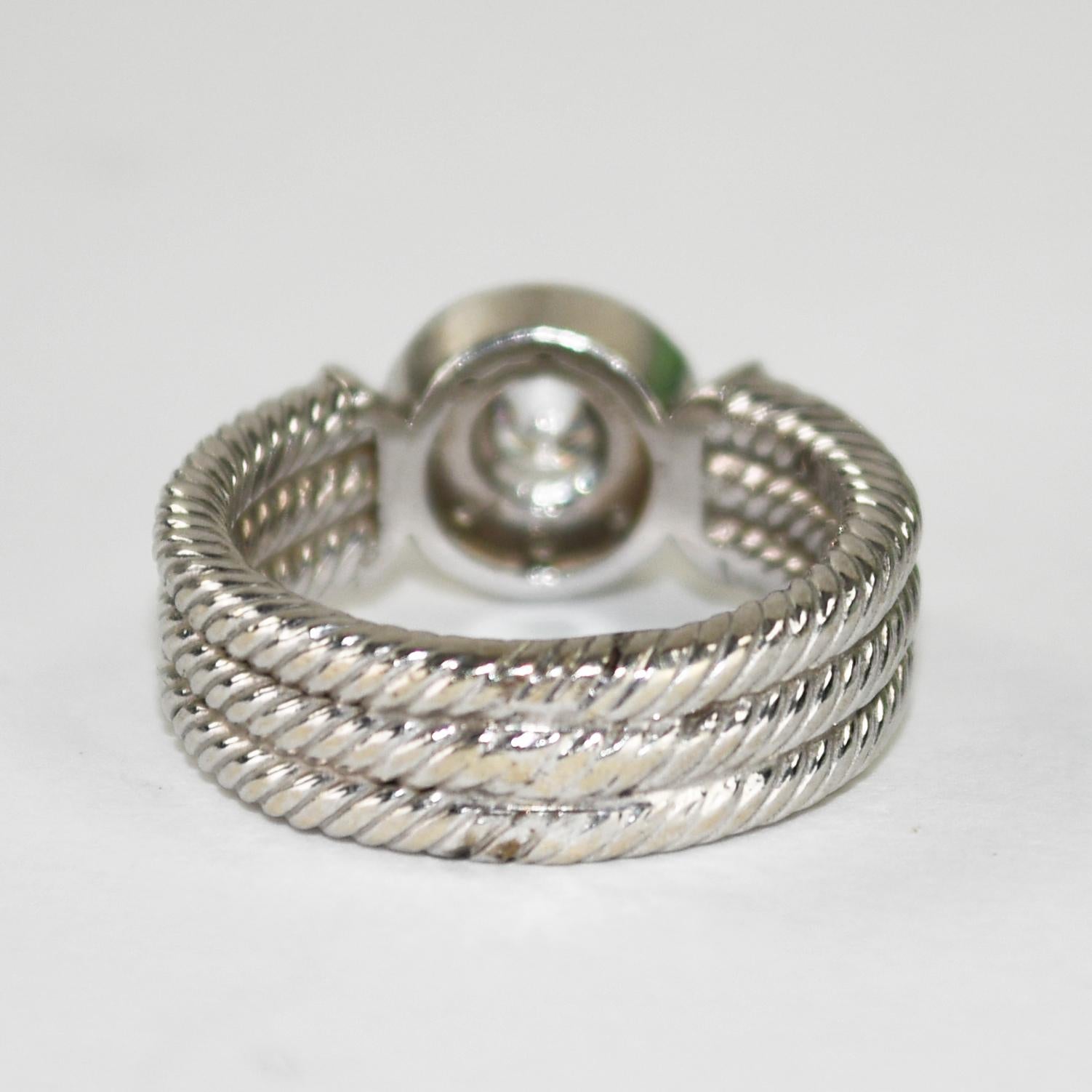 14K Weißgold Cubic Zirkonia & Diamant Ring 7.7g im Zustand „Hervorragend“ im Angebot in Laguna Beach, CA