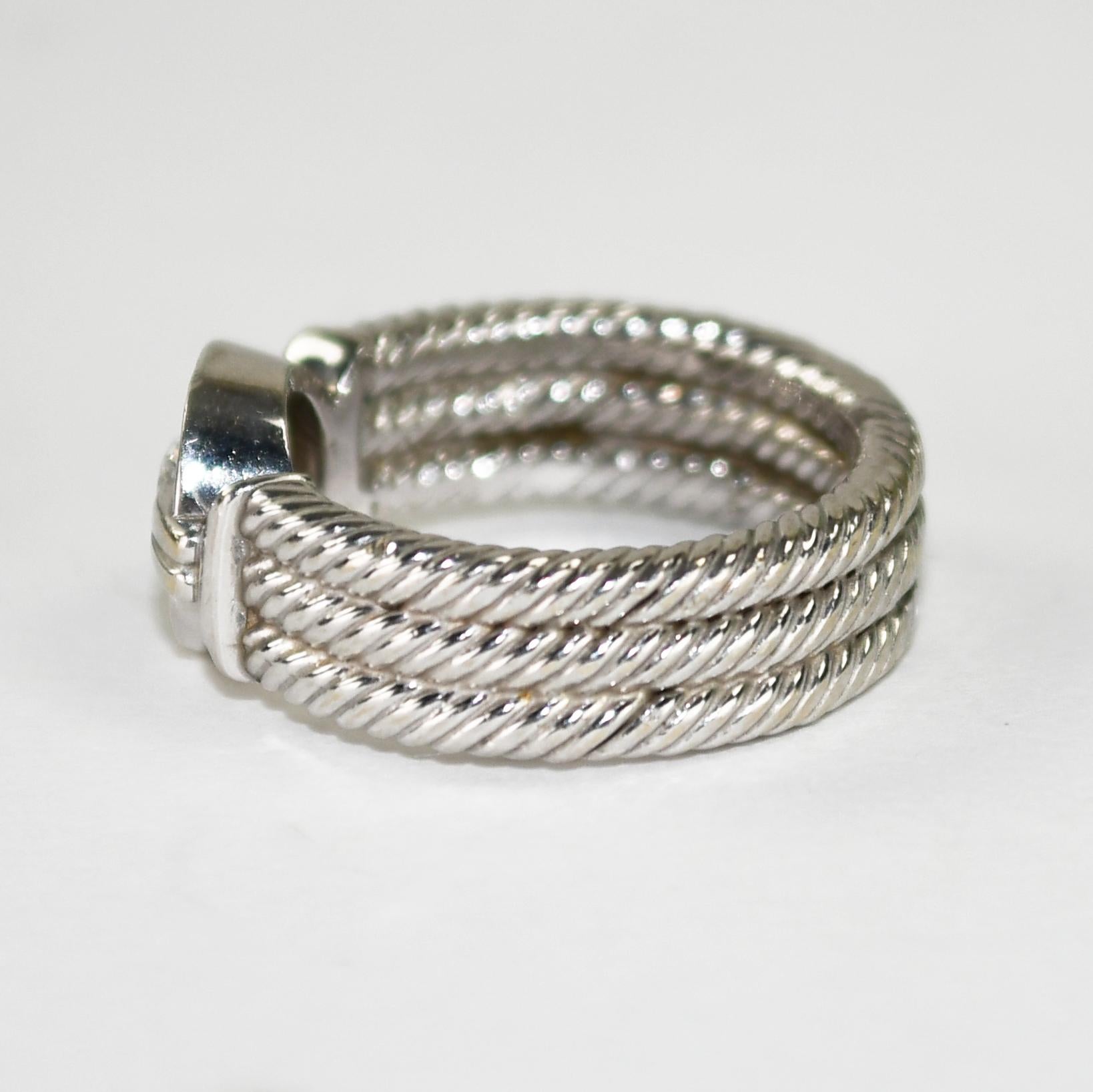 14K Weißgold Cubic Zirkonia & Diamant Ring 7.7g für Damen oder Herren im Angebot