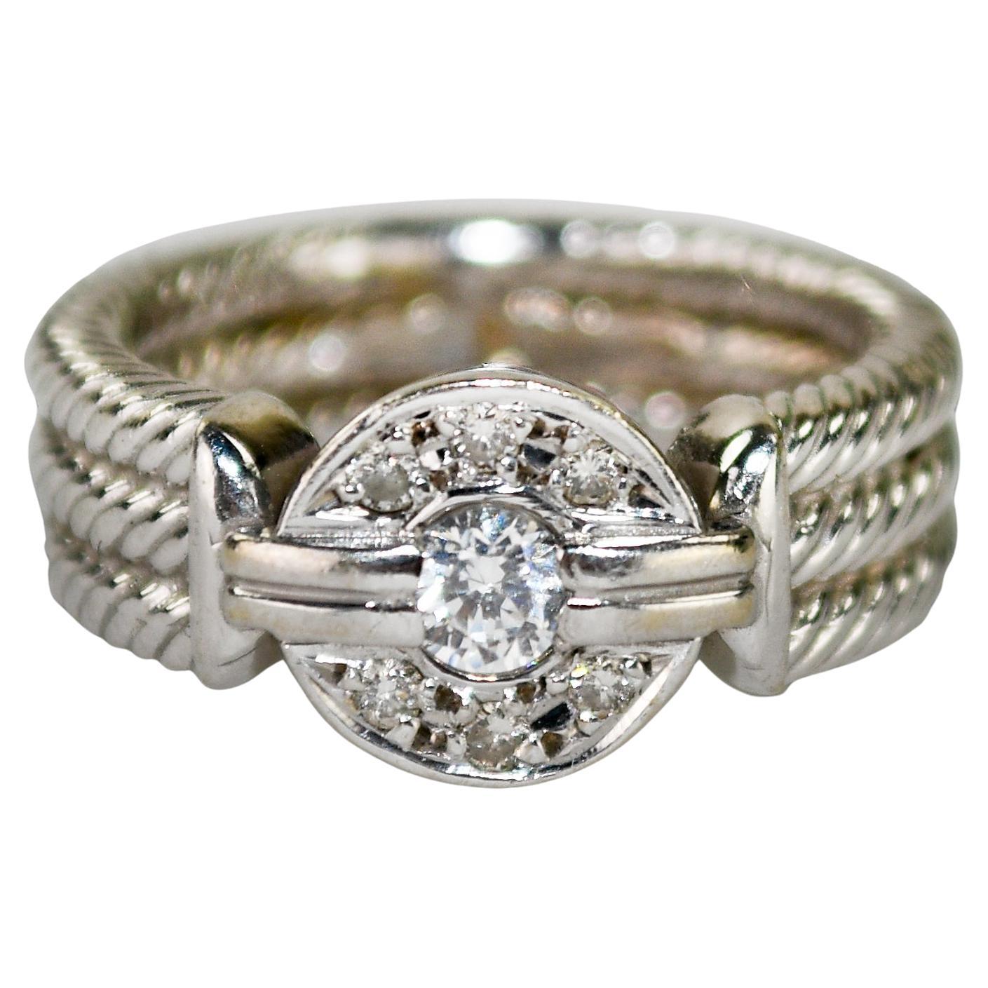 14K Weißgold Cubic Zirkonia 
Diamant Ring 7.7g im Angebot