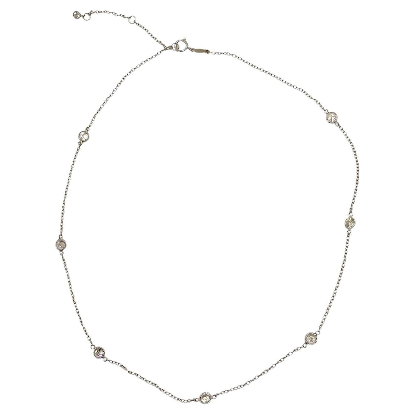 Collier en or blanc 14 carats avec zircone cubique, 18" #25756