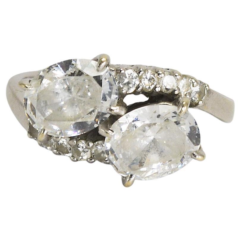 14K Weißgold kubischer Zirkonia Ring