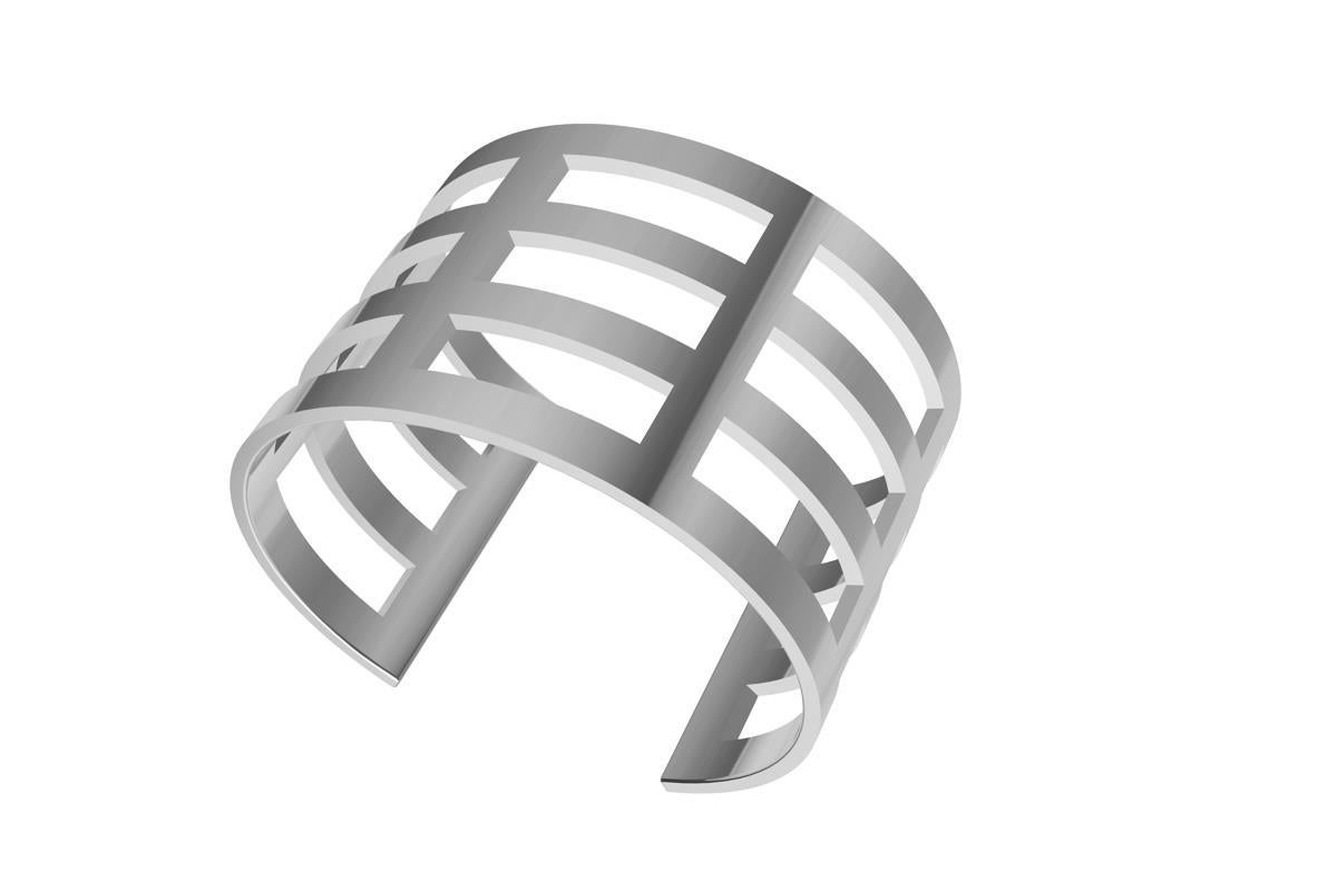 14 Karat White Gold Cuff Bracelet For Sale 1