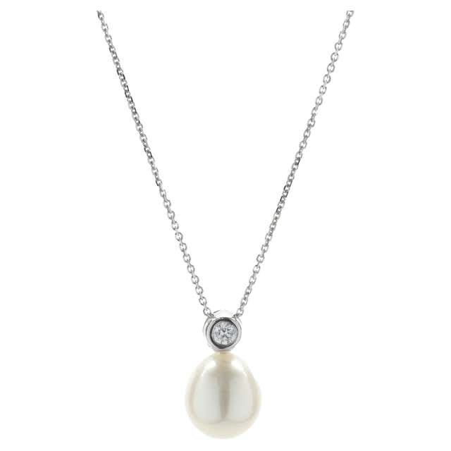 Art Nouveau 14K Gold Freshwater Pearl Swag Necklace with Diamonds For ...