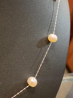 14K White Gold & Cultured Pearl Italian 16 inches (40cm) Chain Necklace