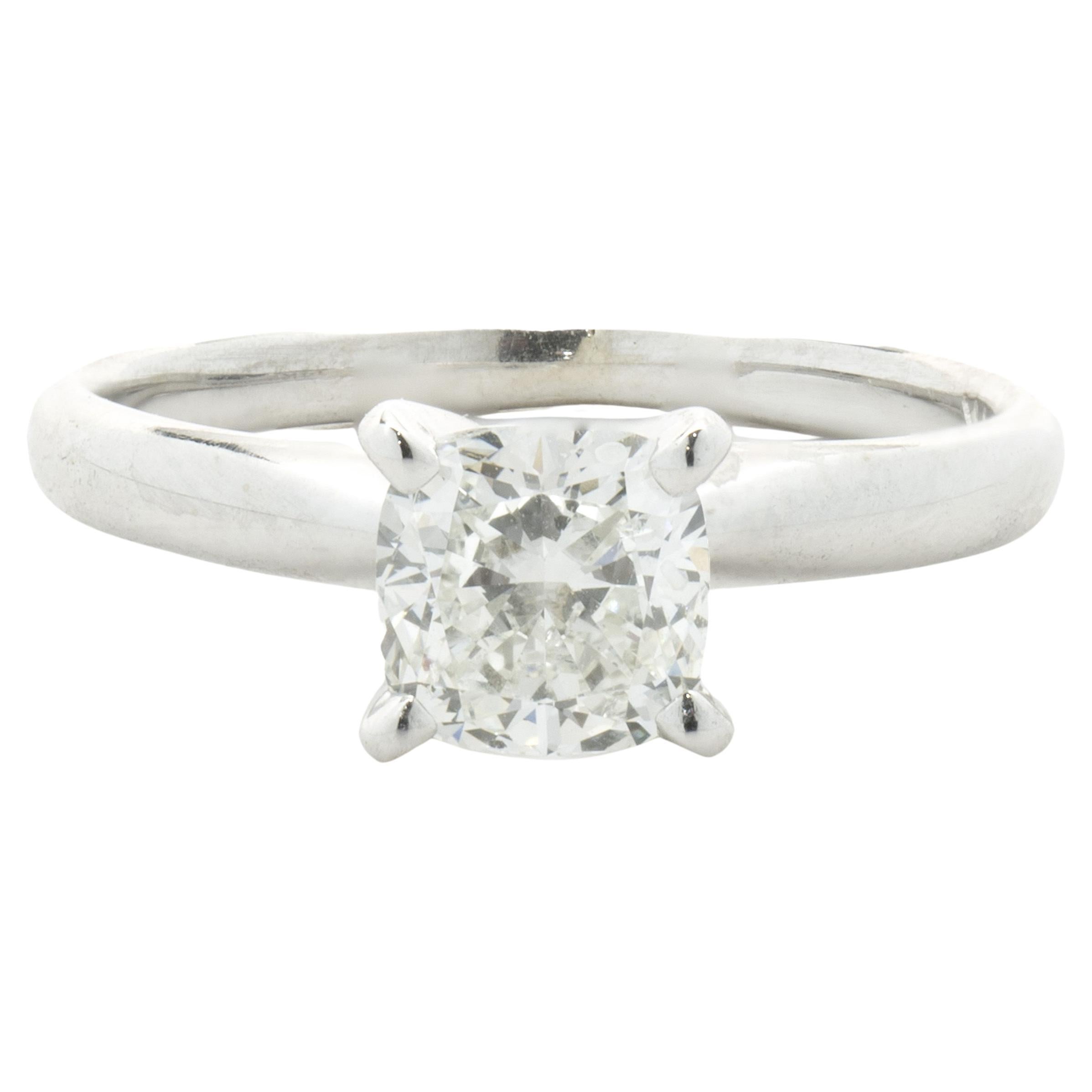 14k White Gold Cushion Cut Diamond Engagement Ring For Sale