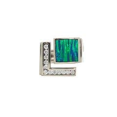 14K White Gold Custom Opal and Diamond Ring by Harry Roa