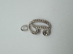 14K White Gold Art Deco D Initial Pendant Necklace with Diamonds, USA