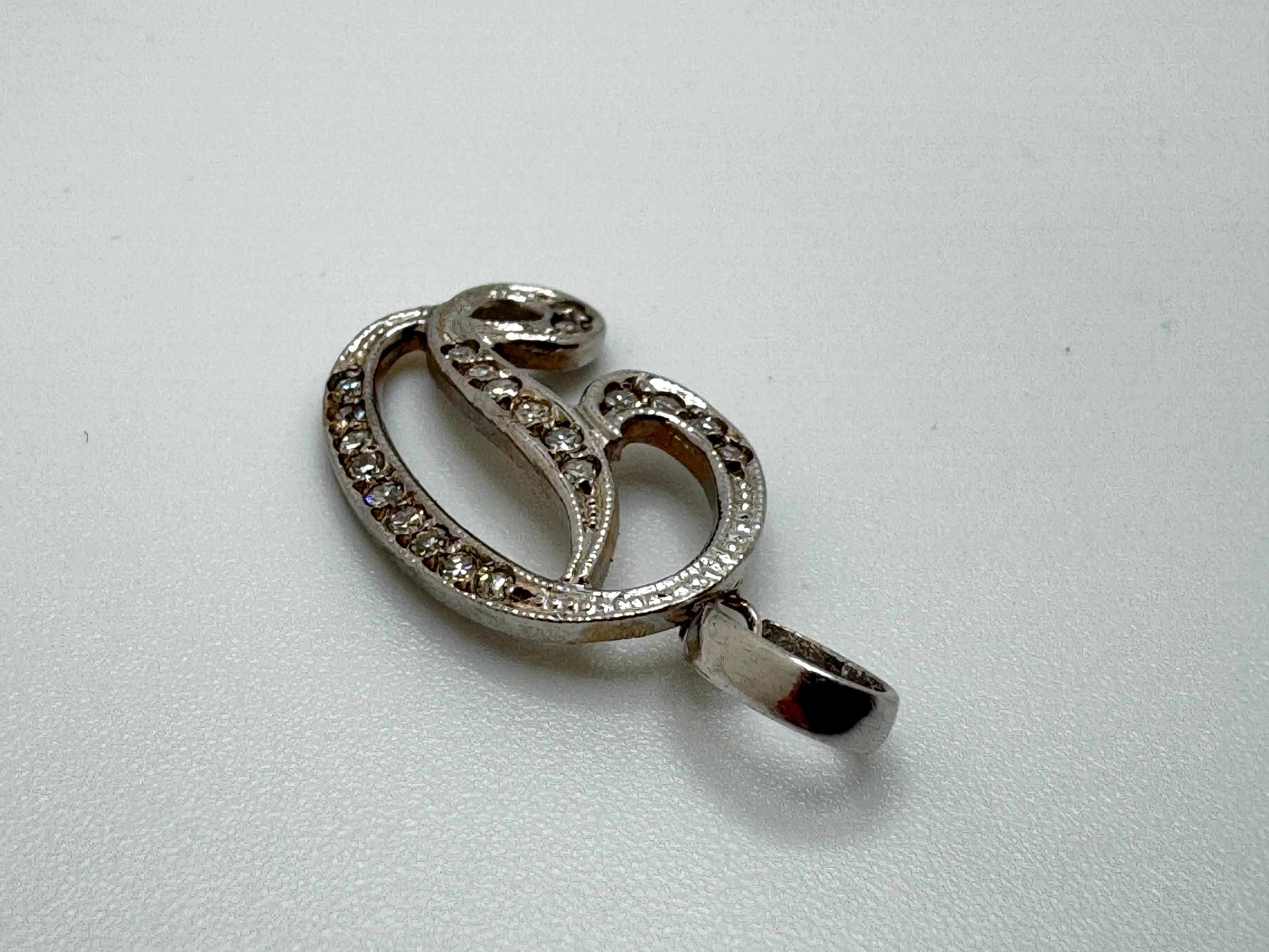da uomo o donna Scritta iniziale D in oro bianco 14K con diamanti in vendita