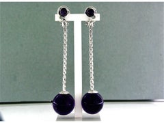 14k White Gold Dangle Earrings with Amethyst