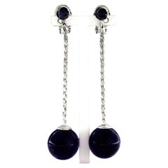 14k White Gold Dangle Earrings with Amethyst