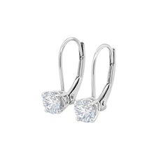 14 Karat White Gold Dangling Diamond Earrings '1/3 Carat'