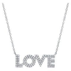 14K White Gold Diamond 0.20ct Love Necklace for Her
