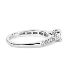 14K White Gold Diamond 1/2 Cttw Princess Cut Diamond Engagement Ring