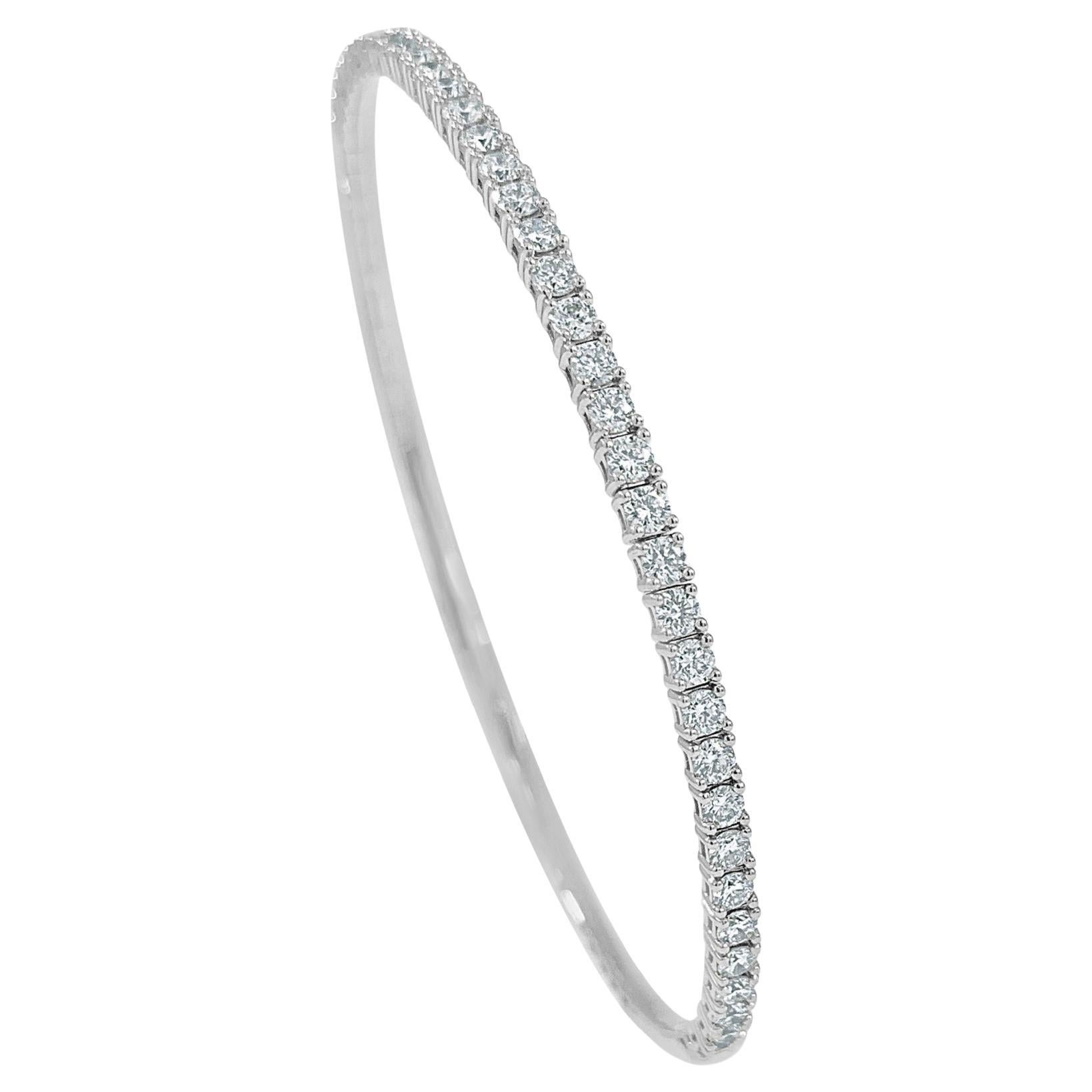 14K White Gold Diamond 1.50ct Flexible Bangle for Her For Sale