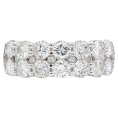 14k White Gold & Diamond 2 Row Shared Setting Fashion Ring 2.26ctw