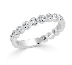 Bracelet en or blanc 14 carats avec diamants en forme de 3/4 de cercle pour elle