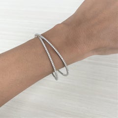 14K White Gold Diamond 3.35ct Flexible Double Wrap Bangle for Her