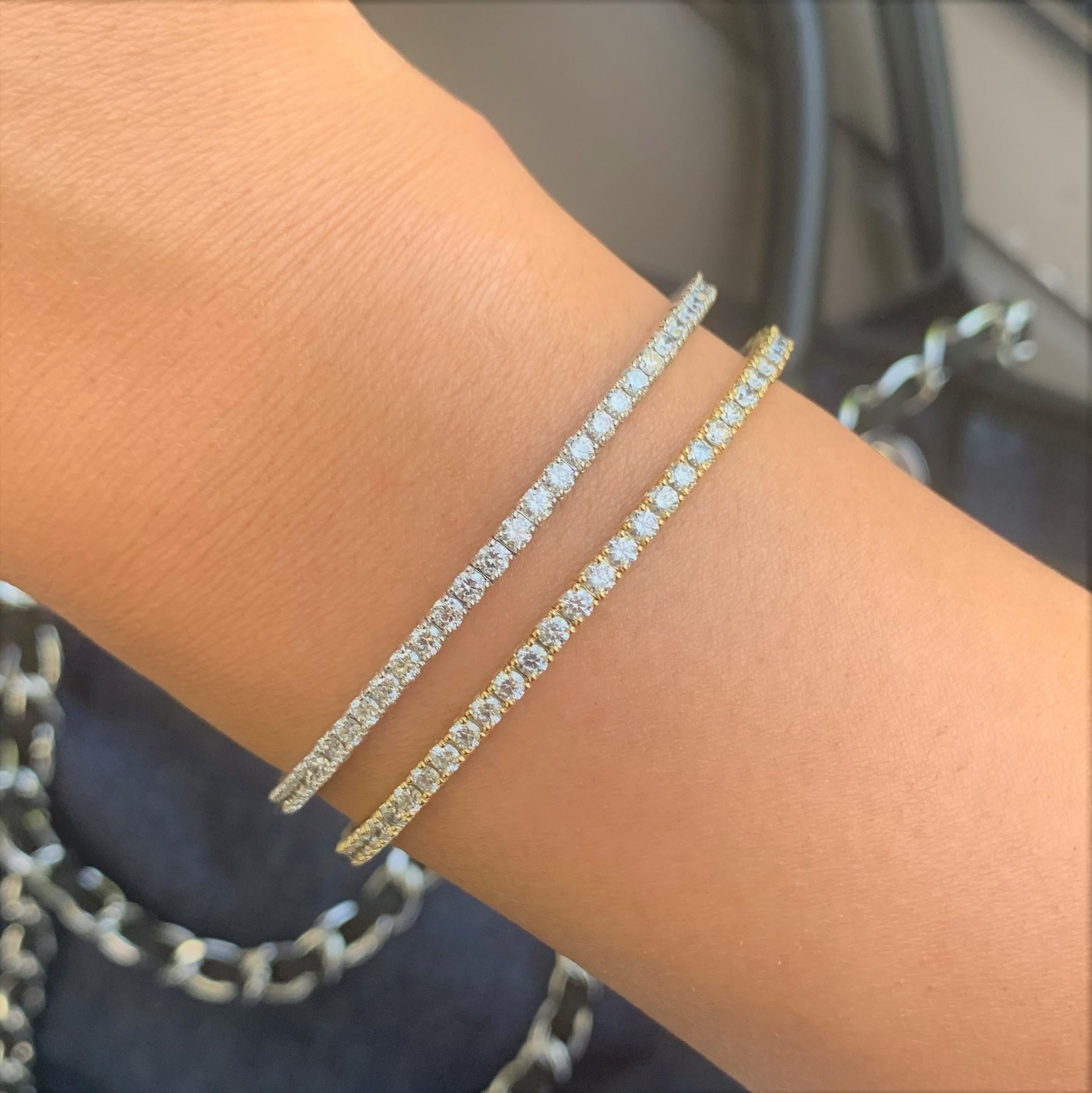 Quality Flexible Bangle: Made from real 14k gold and 60 glittering white approximately 3.02 ct. Certified diamonds, featuring a single row of white diamonds flexible diameter for comfort with a color and clarity of GH-SI
 Surprise Your Loved One