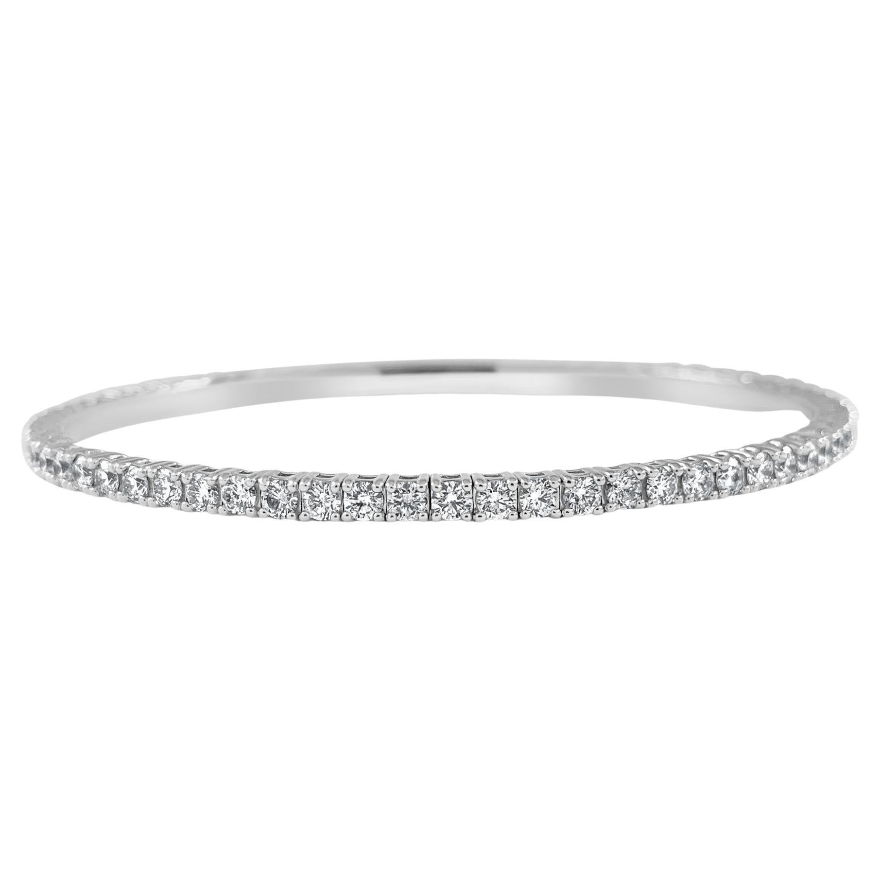14K White Gold Diamond 3ct Flexible Bracelet for Her For Sale