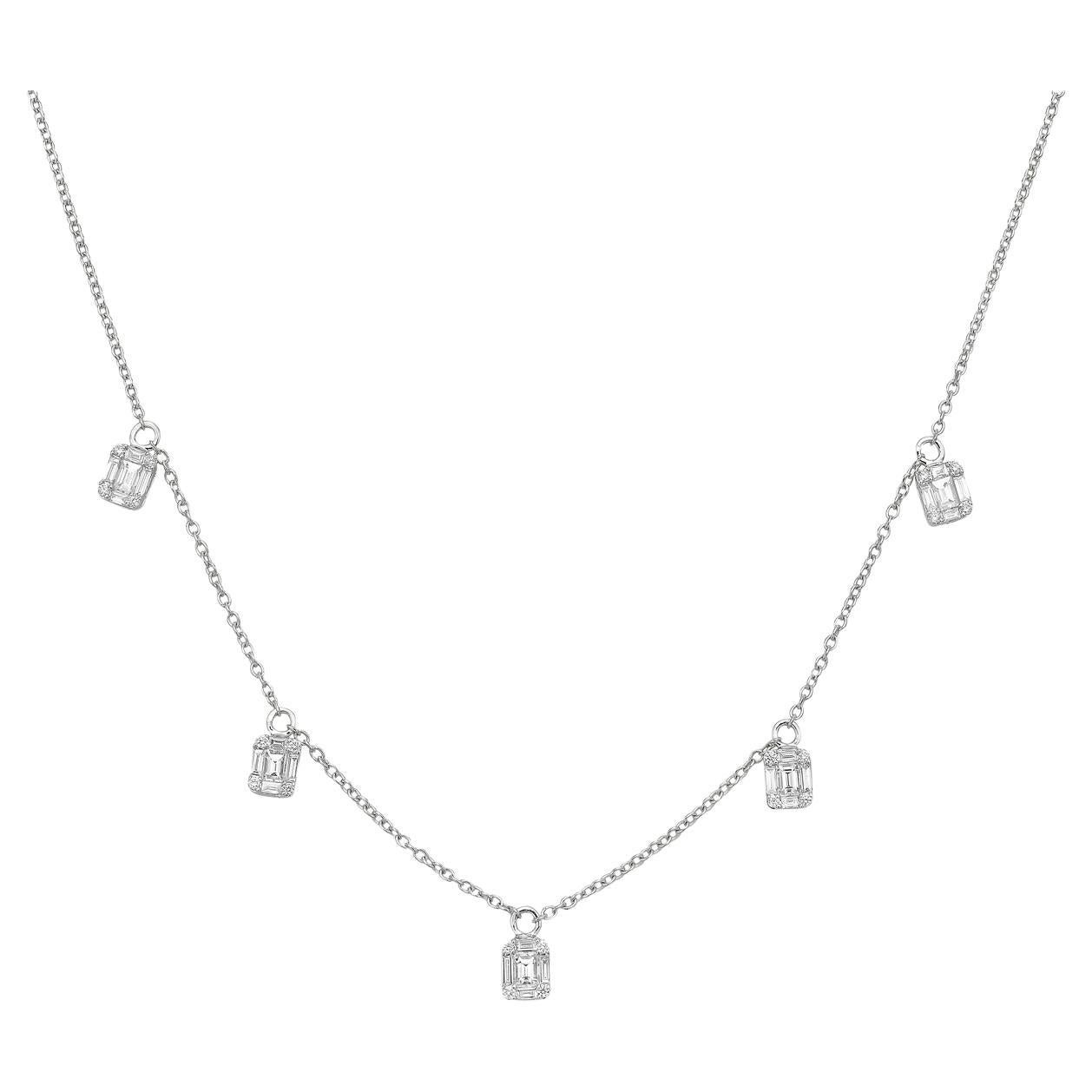 Collana con diamanti in oro bianco 14K in vendita