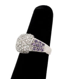 14K White Gold Diamond Amethyst Ring