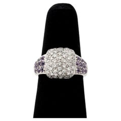 14K White Gold Diamond Amethyst Ring