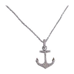 14k Gold Diamond Anchor Necklace Nautical Necklace Marine Necklace