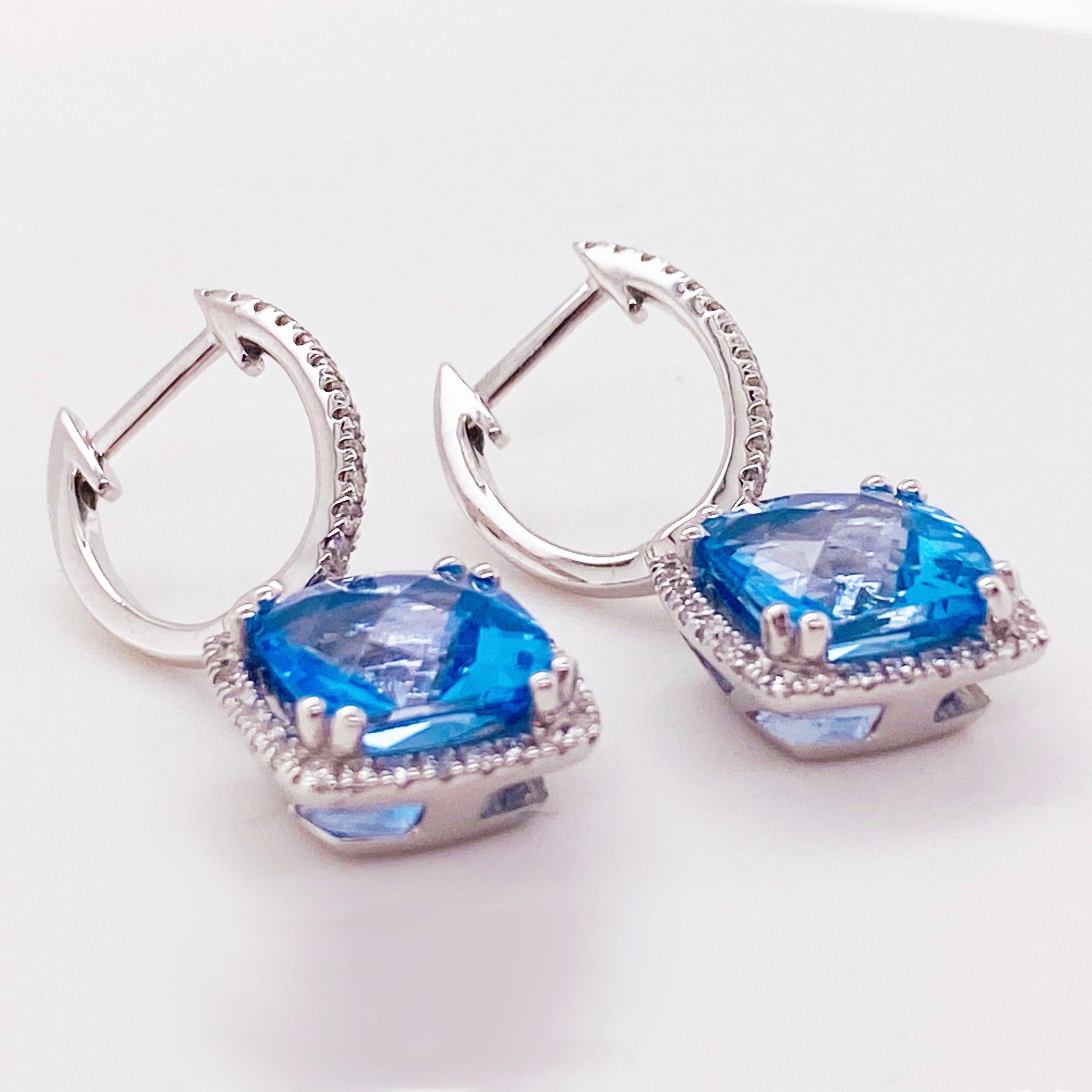 14k white gold blue topaz earrings