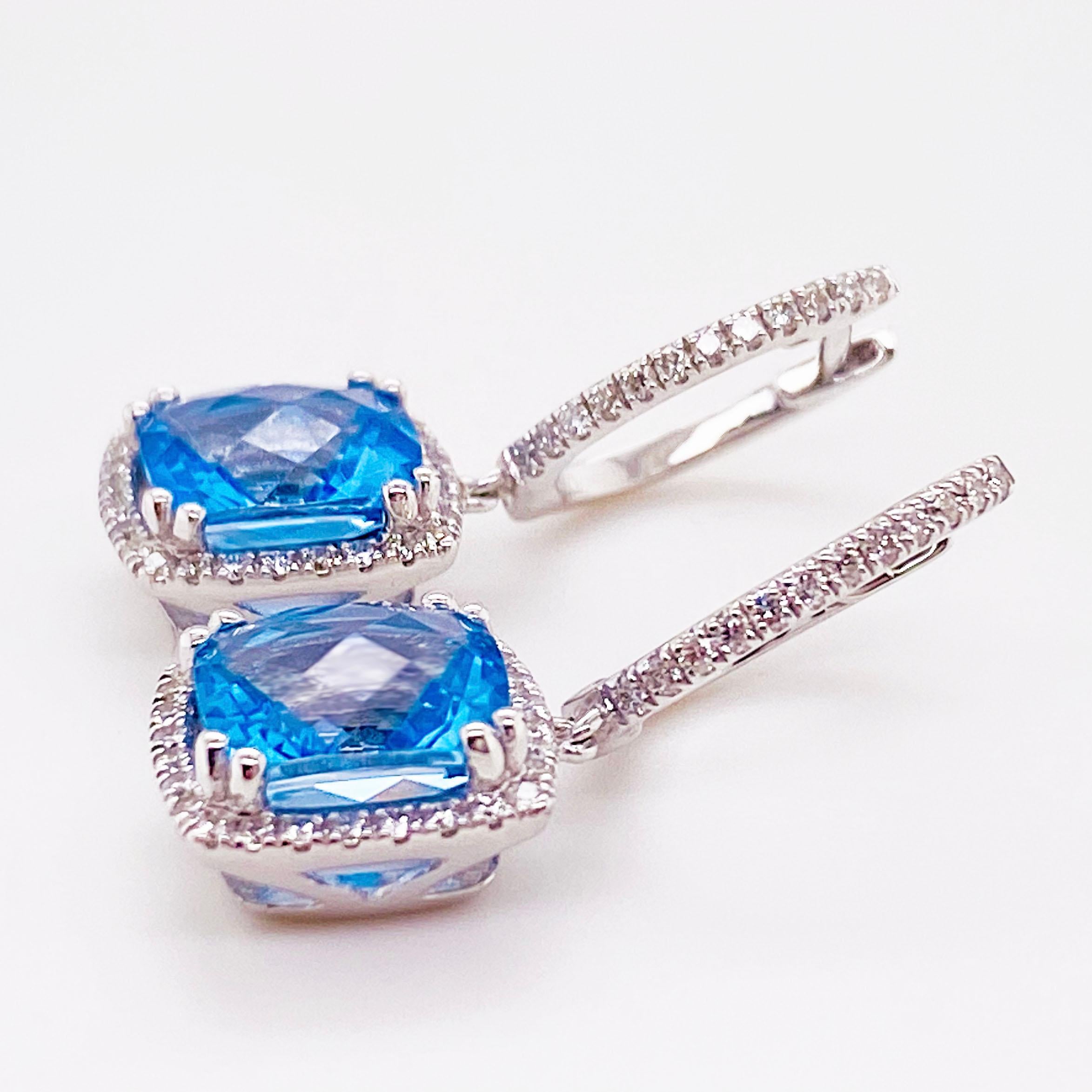 blue topaz diamonds white gold drop earrings