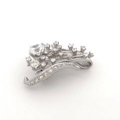14K White Gold Diamond and Cubic Zirconia (Largest Stone) Brooch and Pendant