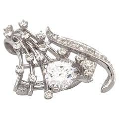 14K White Gold Diamond and Cubic Zirconia (Largest Stone) Brooch and Pendant