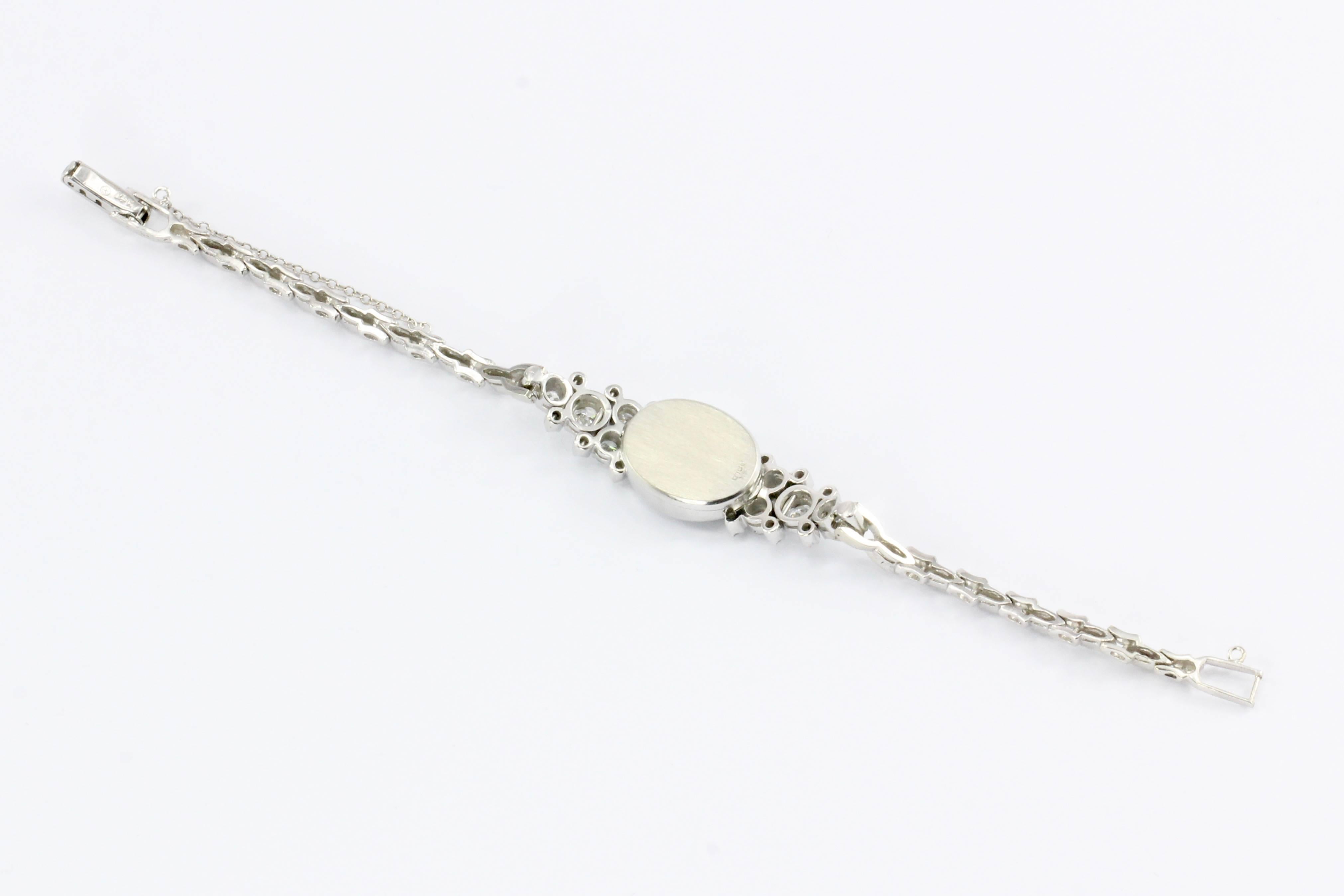 Art Deco 14 Karat White Gold Diamond and Onyx Watch Conversion Bracelet