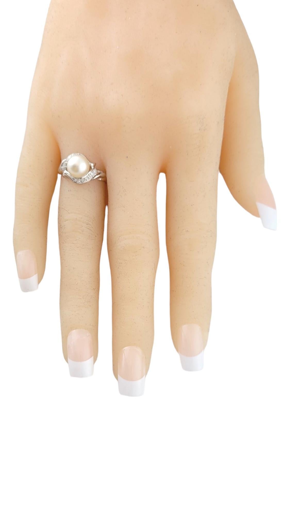 14K White Gold Diamond and Pearl Ring Size 5.25 #16424 For Sale 1