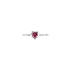 14k White Gold Diamond and Rhodolite Garnet Heart Ring