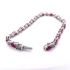 14k White Gold Diamond and Ruby Bracelet