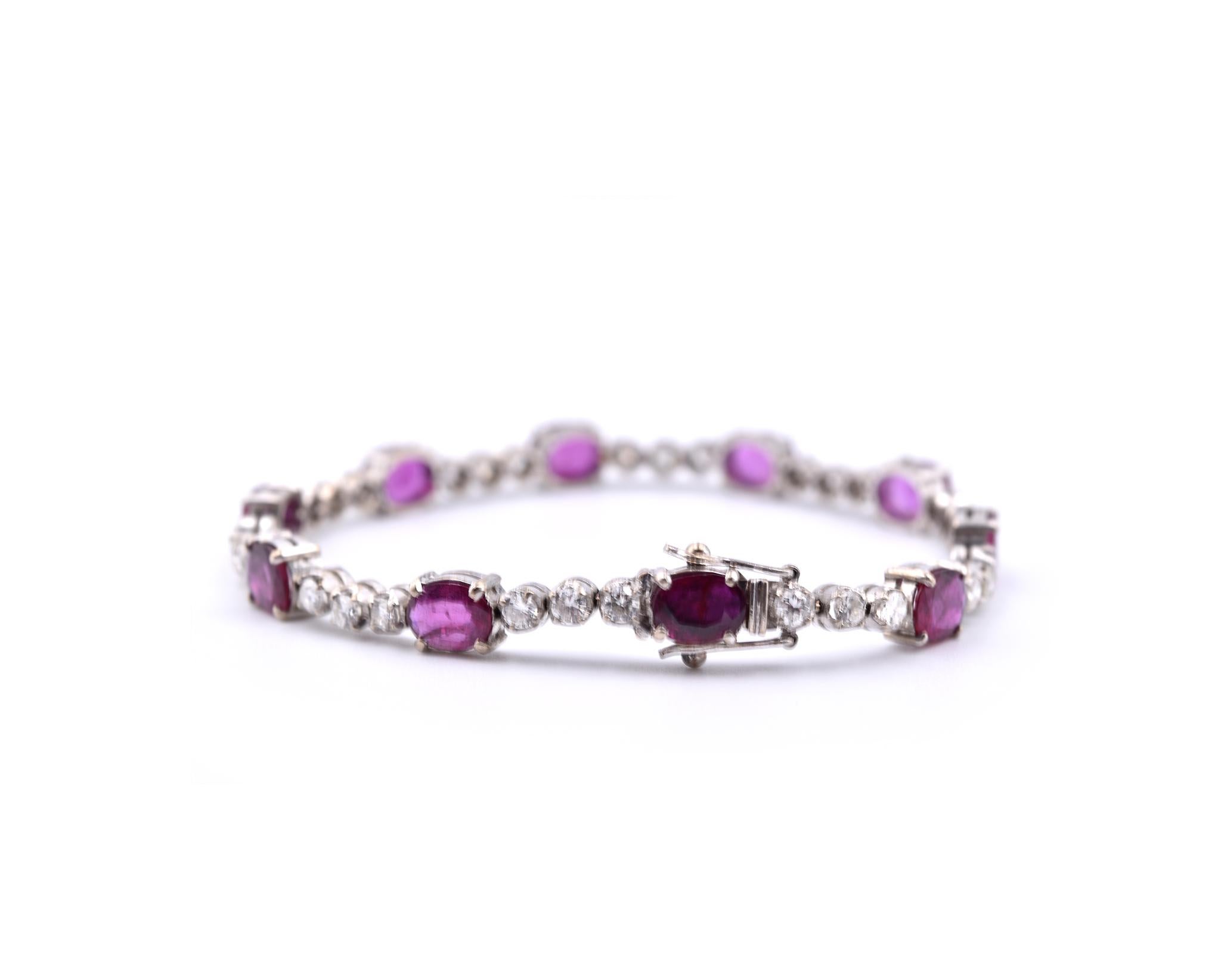 14 Karat White Gold Diamond and Ruby Bracelet In Excellent Condition In Scottsdale, AZ
