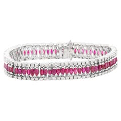 Armband aus 14 Karat Weißgold mit Diamanten und Rubinen