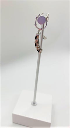 14 Karat White Gold Diamond and Sapphire Dangle Earrings