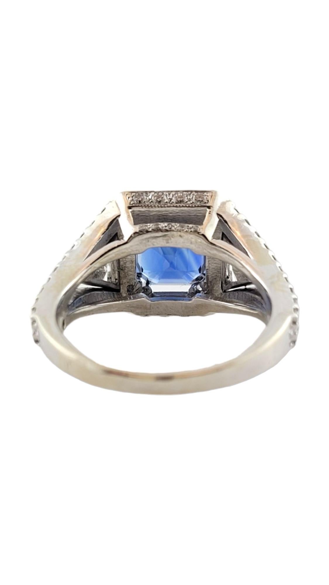 14K White Gold Diamond and Sapphire Engagement Ring Size 8.25 #16122 In Good Condition For Sale In Washington Depot, CT