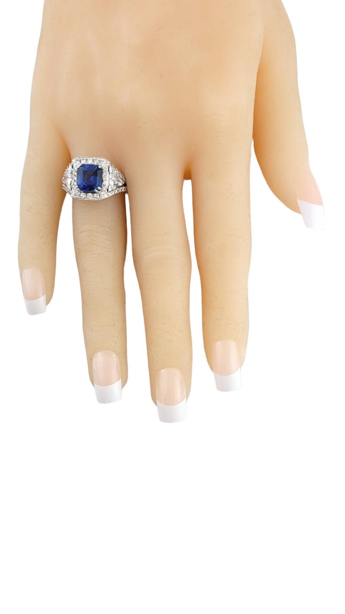 Women's 14K White Gold Diamond and Sapphire Engagement Ring Size 8.25 #16122 For Sale