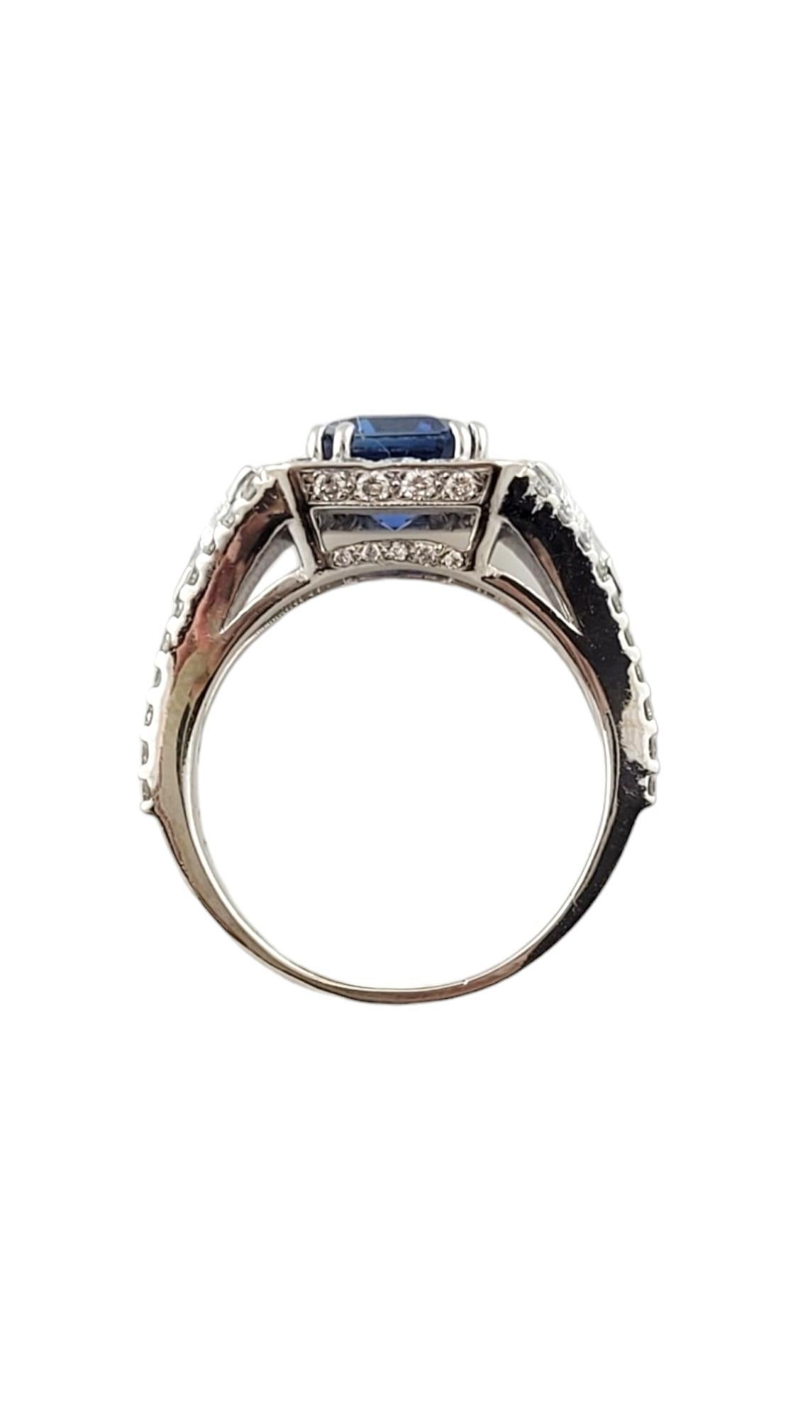 Anillo de compromiso de oro blanco de 14 quilates con diamantes y zafiros talla 8.25 #22324 Contemporáneo en venta